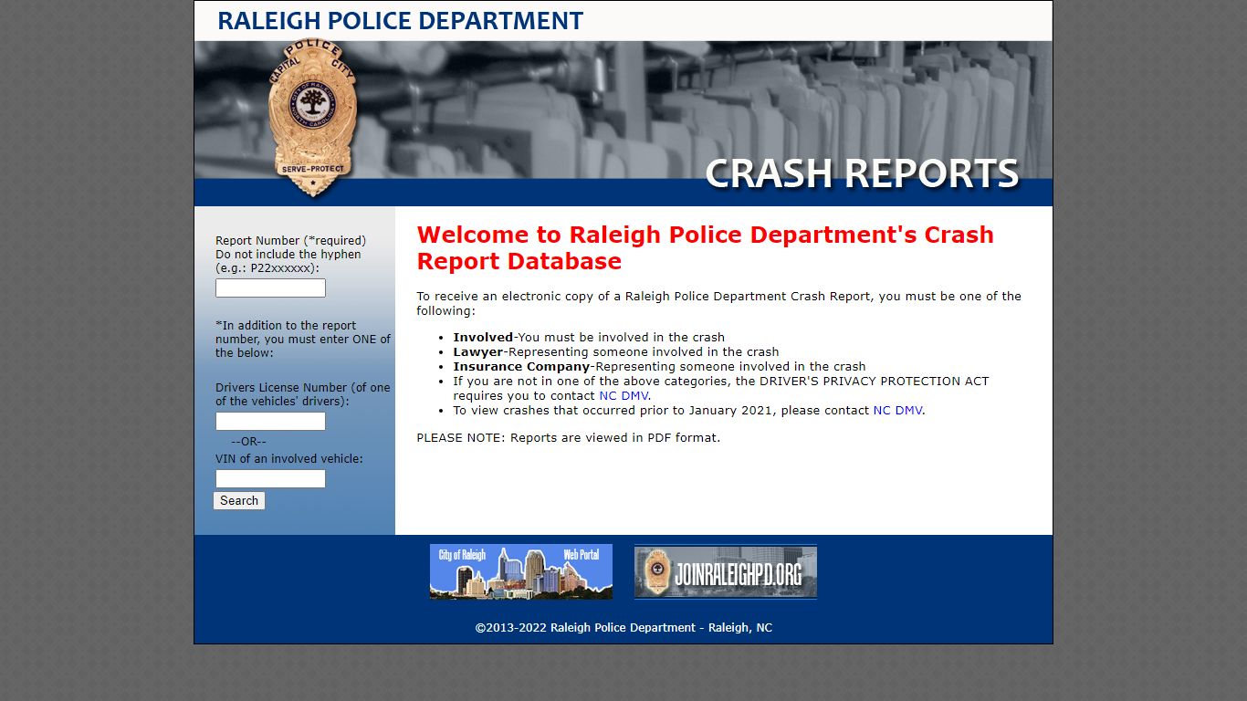 Raleigh Police Department Crash Reports